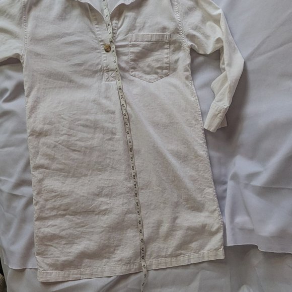 Linen shirt dress white long-sleeve v-neck small EUC Old Navy - Picture 6 of 8